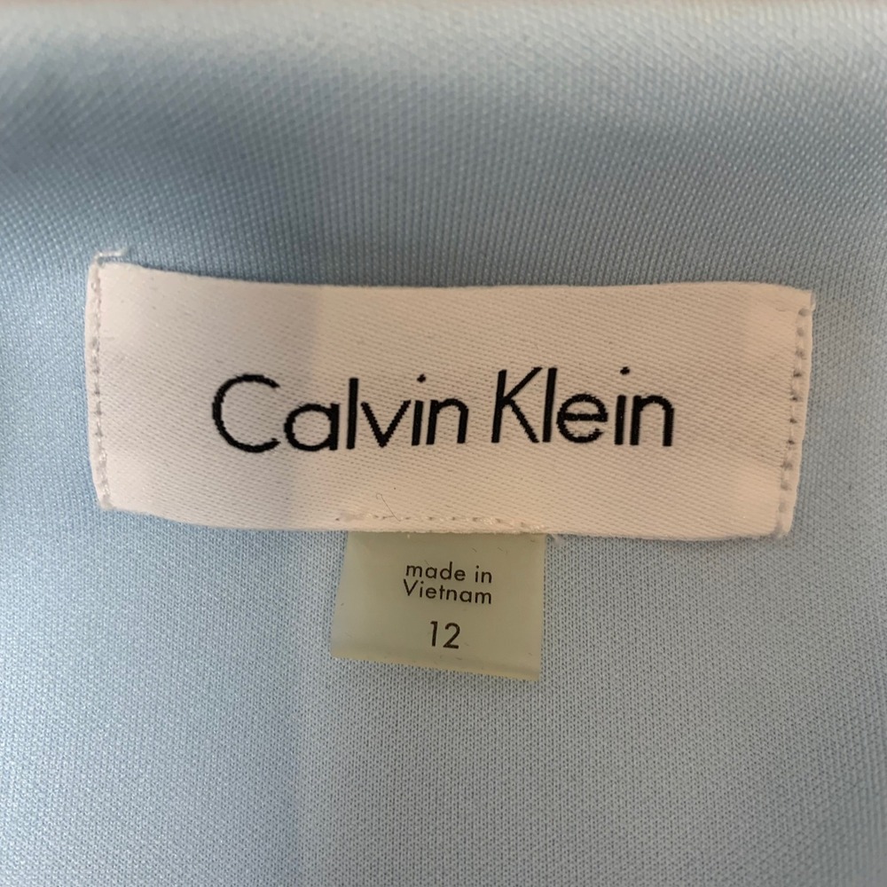 Calvin Klein Skirt Suit Set Womens 12 Light Blue Good Peplum Blazer Pencil Skirt - Picture 3 of 12